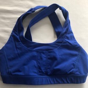 Blue Criss across Sports Bra
